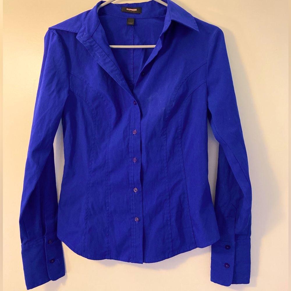 Express Fitted Tailored Button Up Blouse
